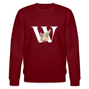 Buchstabe W Blumen - Stanley/Stella Unisex Bio-Sweatshirt CHANGER  - Burgunderrot - Vorne - Nik (191cm) & Marisol (170cm)