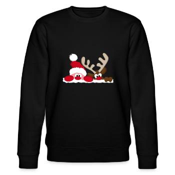 Es ist Weihnachten: Rentier und Weihnachtsmann - Stanley/Stella Unisex Bio-Sweatshirt CHANGER  - Schwarz - Vorne - Nik (191cm) & Marisol (170cm)