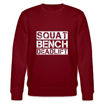 Squat bench deadlift Fitness style de vie cadeau - Sweat bio CHANGER Stanley/Stella Unisexe - bordeaux - Devant - Nik (191cm) & Marisol (170cm)