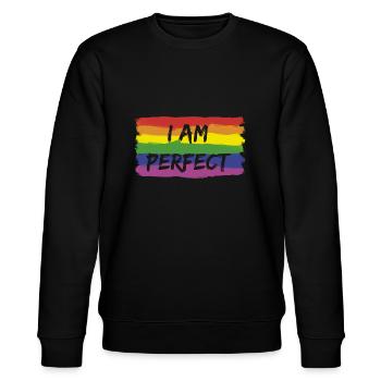 Iam Perfect Ich bin Perfekt - LGBTQ - Stanley/Stella Unisex Bio-Sweatshirt CHANGER  - Schwarz - Vorne - Nik (191cm) & Marisol (170cm)