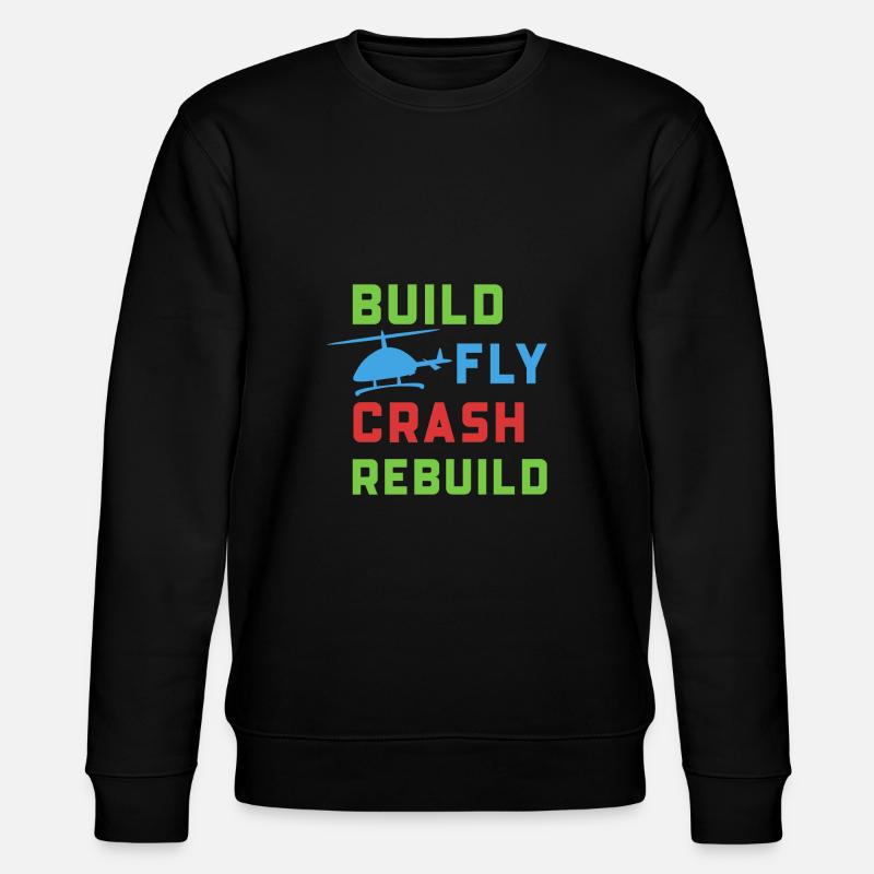 Helikopter, Heli, Hubschrauber, Modellbau - Stanley/Stella Unisex Bio-Sweatshirt CHANGER  - Schwarz