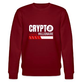 Crypto Millionaire Laden - bitcoin - Stanley/Stella Unisex Bio-Sweatshirt CHANGER  - Burgunderrot - Vorne - Nik (191cm) & Marisol (170cm)