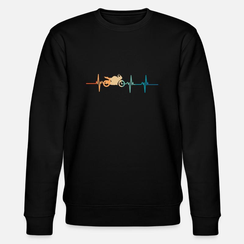 Motorrad Herzschlag - Stanley/Stella Unisex Bio-Sweatshirt CHANGER  - Schwarz