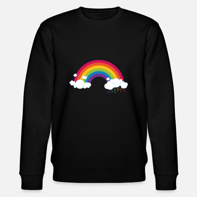 Regenbogen mit Wolke - Stanley/Stella Unisex Bio-Sweatshirt CHANGER  - Schwarz