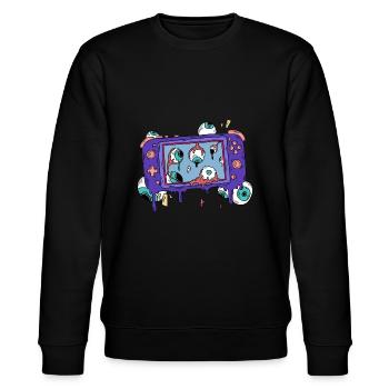 ZOMBIE SPIELEKONSOLE GAME CONTROLLER - Stanley/Stella Unisex Bio-Sweatshirt CHANGER  - Schwarz - Vorne - Nik (191cm) & Marisol (170cm)