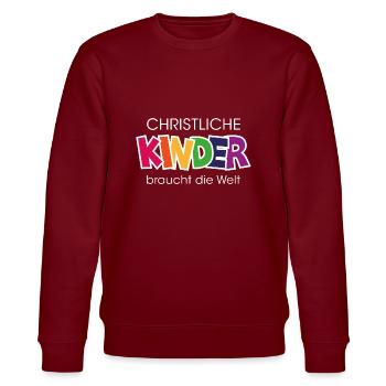 christliche Kinder - Stanley/Stella Unisex Bio-Sweatshirt CHANGER  - Burgunderrot - Vorne - Nik (191cm) & Marisol (170cm)