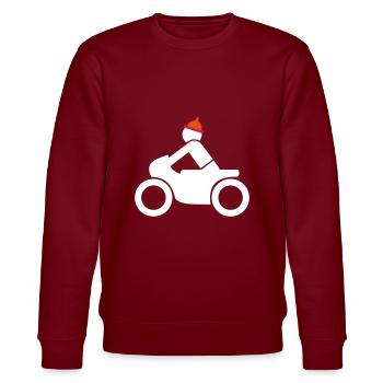 Motorradfahrer mit Helm, Geschenkidee - Stanley/Stella Unisex Bio-Sweatshirt CHANGER  - Burgunderrot - Vorne - Nik (191cm) & Marisol (170cm)