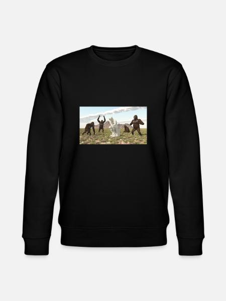Gorillas with Thinker Sculpture - Stanley/Stella CHANGER Unisex Organic Sweatshirt - black