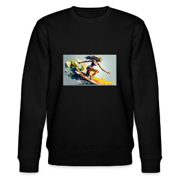 Female Surfer - Stanley/Stella CHANGER Unisex Organic Sweatshirt - black - Front - Nik (191cm) & Marisol (170cm)