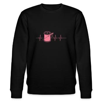 Sewing machines heartbeat - Stanley/Stella CHANGER Unisex Organic Sweatshirt - black - Front - Nik (191cm) & Marisol (170cm)