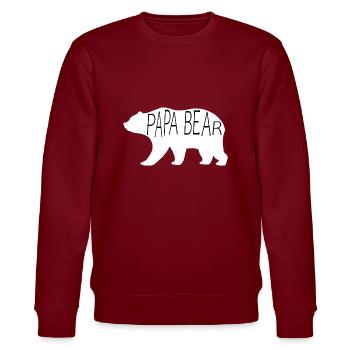 Papa Bear - Stanley/Stella Unisex Bio-Sweatshirt CHANGER  - Burgunderrot - Vorne - Nik (191cm) & Marisol (170cm)