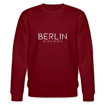 Berlin Koordinaten - Deutschland Brandenburger Tor - Stanley/Stella Unisex Bio-Sweatshirt CHANGER  - Burgunderrot - Vorne - Nik (191cm) & Marisol (170cm)