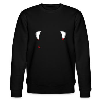 Halloween Vampirzähne T-Shirt Vampir Kostüm Party - Stanley/Stella Unisex Bio-Sweatshirt CHANGER  - Schwarz - Vorne - Nik (191cm) & Marisol (170cm)