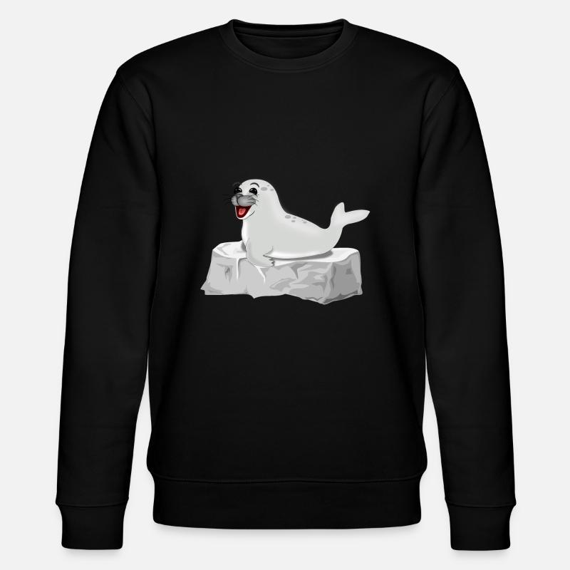 Laughing seal on rock - Stanley/Stella CHANGER Unisex Organic Sweatshirt - black