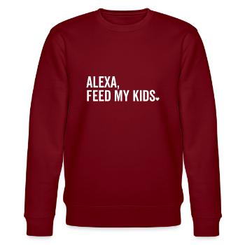 Alexa füttern meine Kinder - Stanley/Stella Unisex Bio-Sweatshirt CHANGER  - Burgunderrot - Vorne - Nik (191cm) & Marisol (170cm)