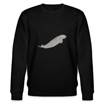 floating dugong in black and white - Stanley/Stella CHANGER Unisex Organic Sweatshirt - black - Front - Nik (191cm) & Marisol (170cm)