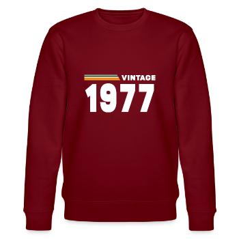 Jahrgang 1977 - Stanley/Stella Unisex Bio-Sweatshirt CHANGER  - Burgunderrot - Vorne - Nik (191cm) & Marisol (170cm)