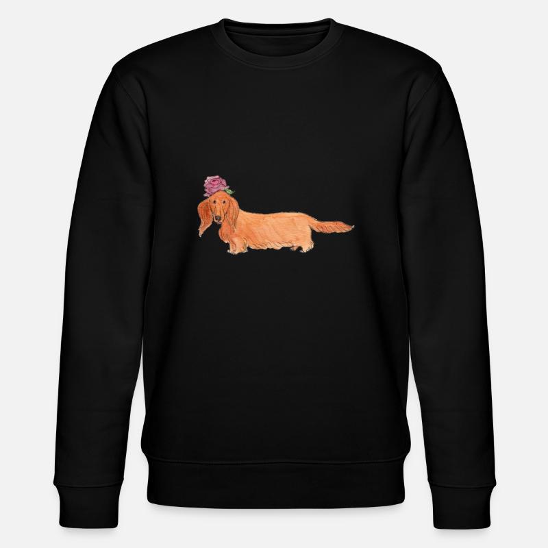 Dackel mit Blume - Stanley/Stella Unisex Bio-Sweatshirt CHANGER  - Schwarz