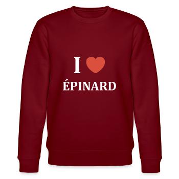 i love épinard - Sweat bio CHANGER Stanley/Stella Unisexe - bordeaux - Devant - Nik (191cm) & Marisol (170cm)
