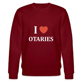 i love otaries - Sweat bio CHANGER Stanley/Stella Unisexe - bordeaux - Devant - Nik (191cm) & Marisol (170cm)