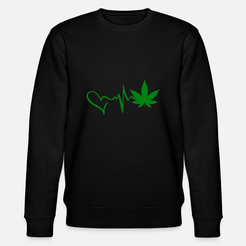Hanf Herzschlag Natur Drogen - Stanley/Stella Unisex Bio-Sweatshirt CHANGER  - Schwarz