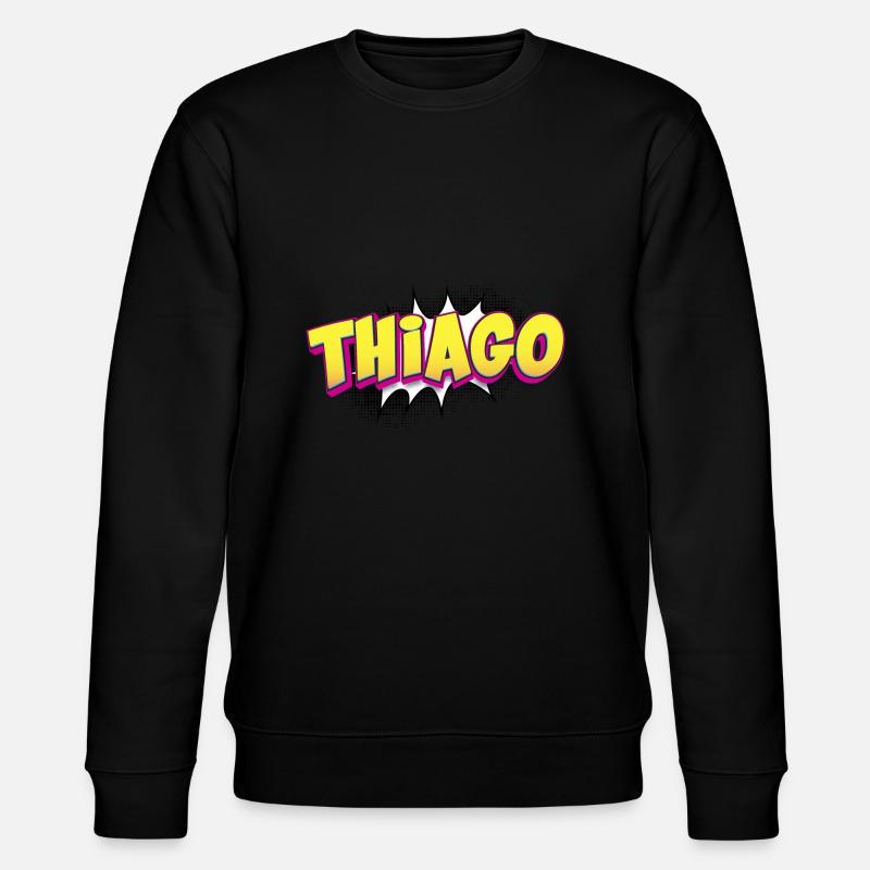 Thiago benutzerdefinierter Name Comic-Buch-Stil Pop-Art, - Stanley/Stella Unisex Bio-Sweatshirt CHANGER  - Schwarz