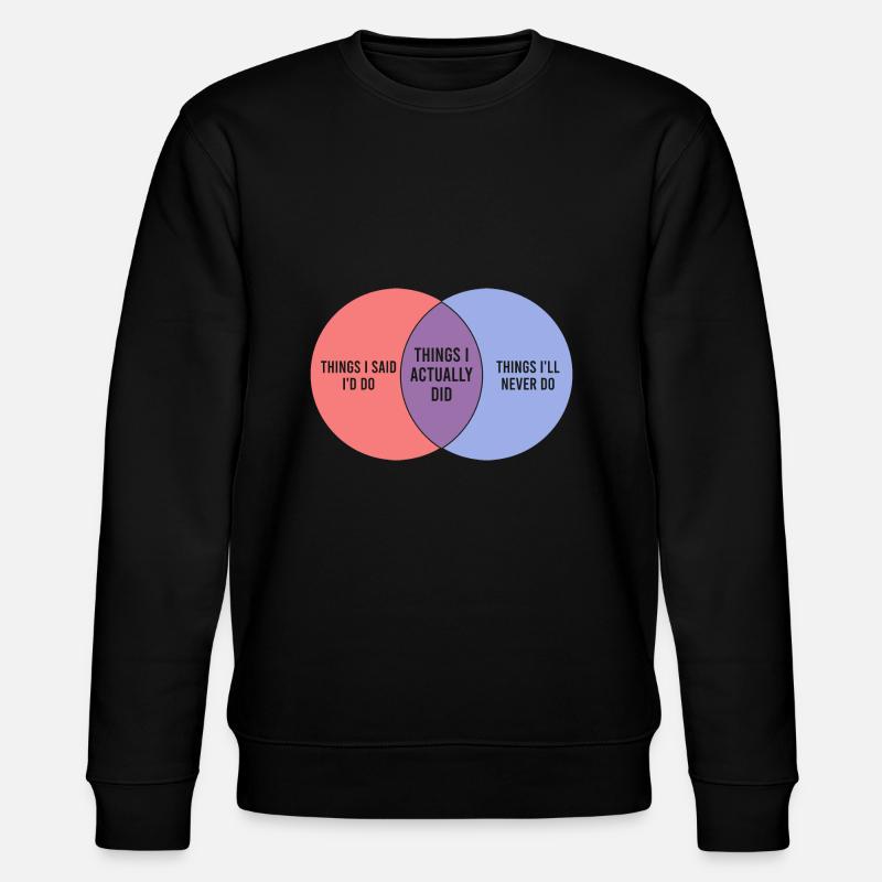 Lazy Funny Venn Diagram Procrastination - Stanley/Stella CHANGER Unisex Organic Sweatshirt - black