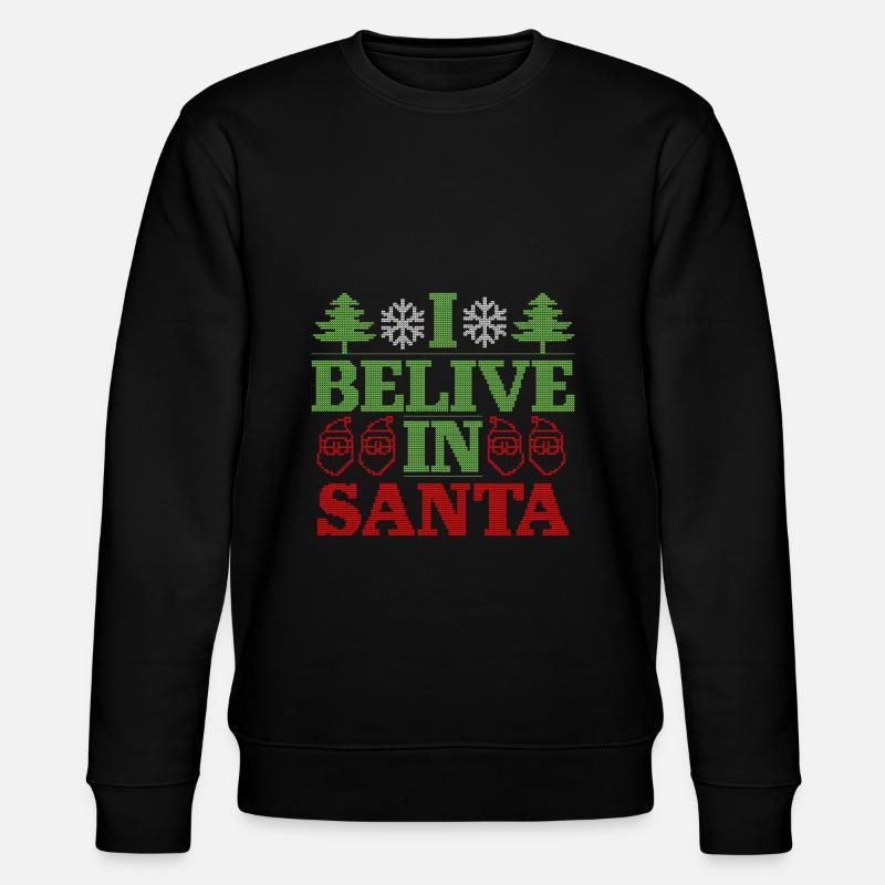 Ich glaube an Santa - Stanley/Stella Unisex Bio-Sweatshirt CHANGER  - Schwarz