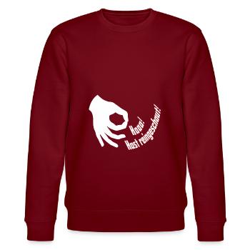 Hast reingeschaut - Stanley/Stella Unisex Bio-Sweatshirt CHANGER  - Burgunderrot - Vorne - Nik (191cm) & Marisol (170cm)