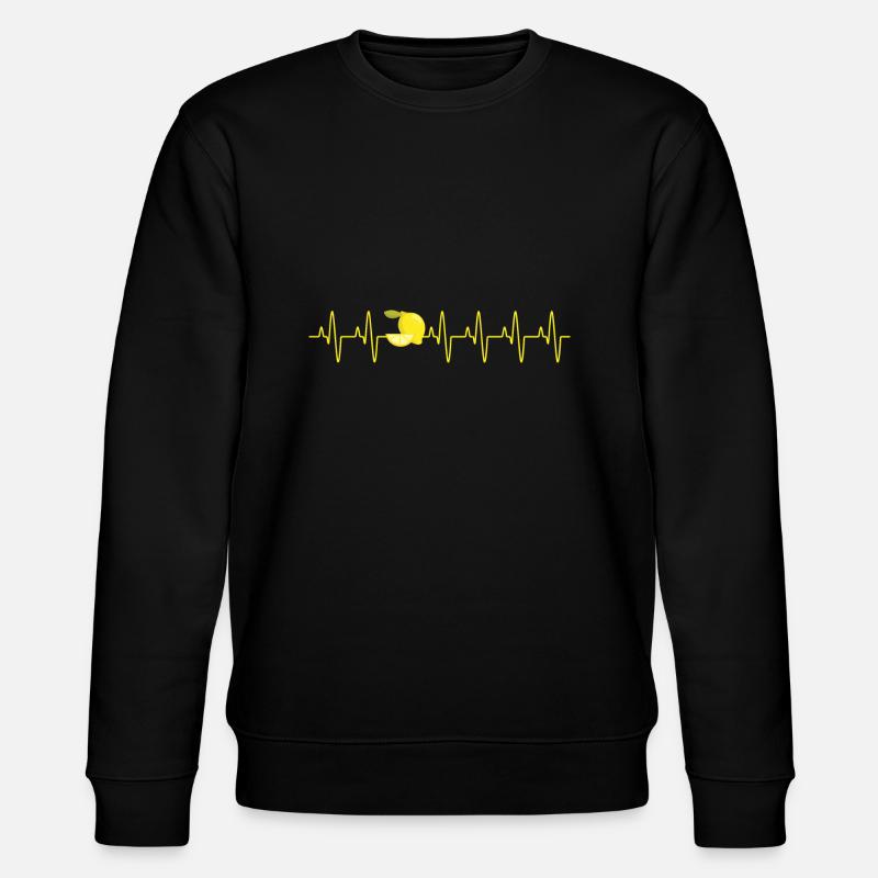 Zitrone Herzschlag Obst Geschenk - Stanley/Stella Unisex Bio-Sweatshirt CHANGER  - Schwarz