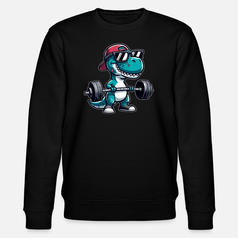 T-Rex Workout Dino Krafttraining - Stanley/Stella Unisex Bio-Sweatshirt CHANGER - Schwarz
