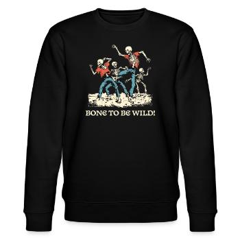 Halloween Skelett T-Shirt, humorvolles Grafik T-Shirt - Stanley/Stella Unisex Bio-Sweatshirt CHANGER  - Schwarz - Vorne - Nik (191cm) & Marisol (170cm)