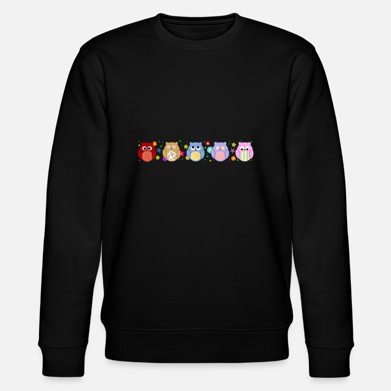 Hiboux et fleurs mignonnes - Sweat bio CHANGER Stanley/Stella Unisexe - noir
