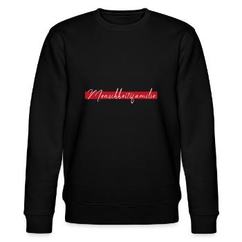 Menschheitsfamilie – Gemeinsam für den Frieden - Stanley/Stella Unisex Bio-Sweatshirt CHANGER  - Schwarz - Vorne - Nik (191cm) & Marisol (170cm)