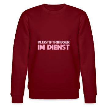 Bleistiftkrieger Im Dienst - Stanley/Stella Unisex Bio-Sweatshirt CHANGER  - Burgunderrot - Vorne - Nik (191cm) & Marisol (170cm)