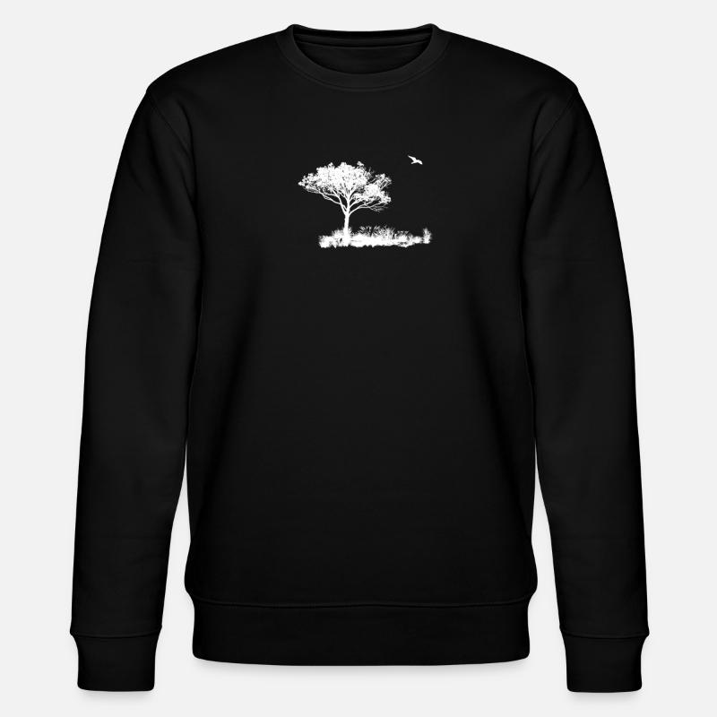 Einsamer Baum- und Vogelflug - Stanley/Stella Unisex Bio-Sweatshirt CHANGER  - Schwarz