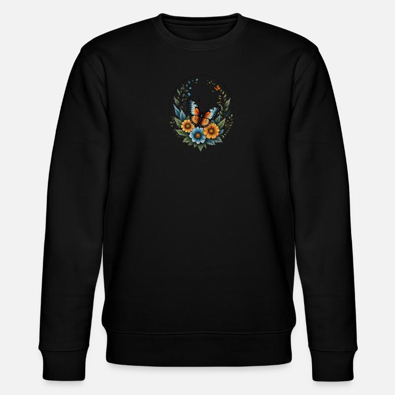 Schmetterling Blumenkreis - Stanley/Stella Unisex Bio-Sweatshirt CHANGER  - Schwarz