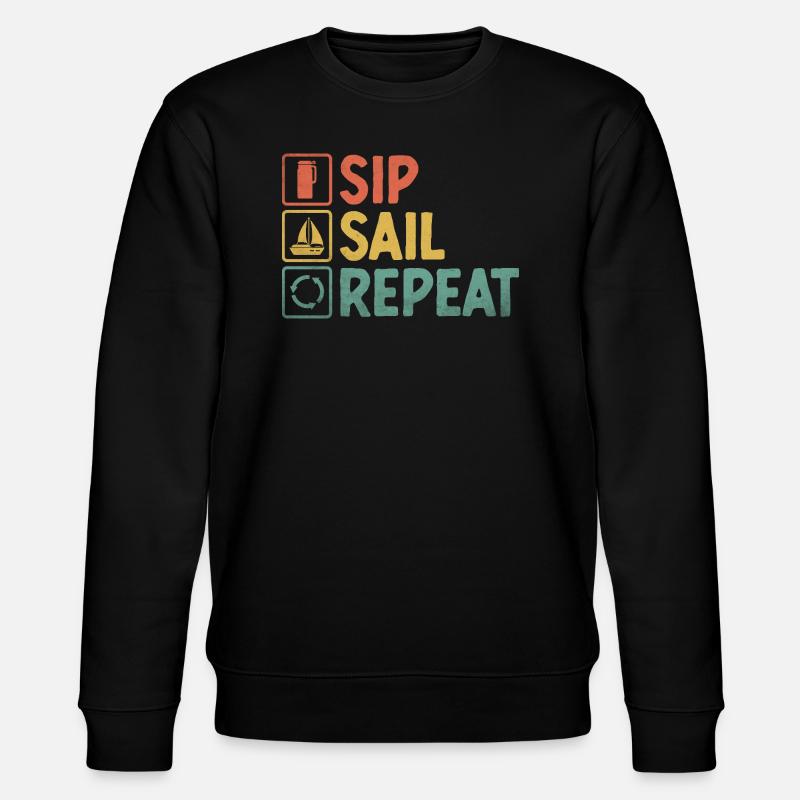 Sip Sail Repeat Paddelboot - Stanley/Stella Unisex Bio-Sweatshirt CHANGER  - Schwarz