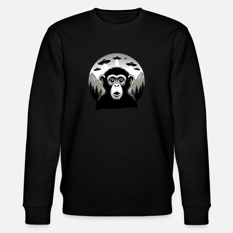 Monkey with UFO - Stanley/Stella CHANGER Unisex Organic Sweatshirt - black