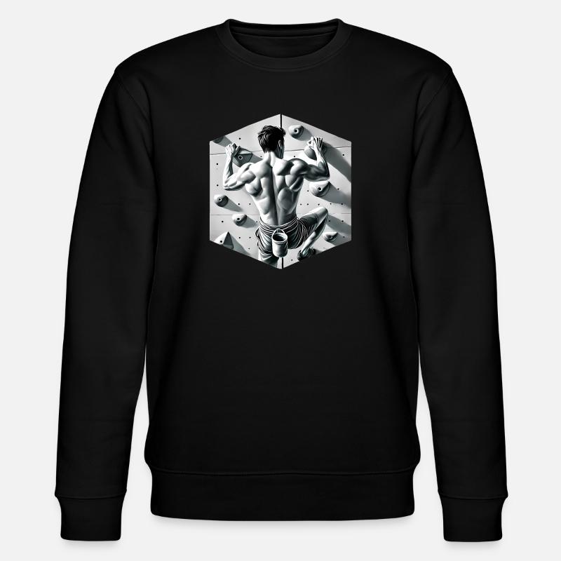 Graustufen-Kletterer-Illustration - Stanley/Stella Unisex Bio-Sweatshirt CHANGER  - Schwarz