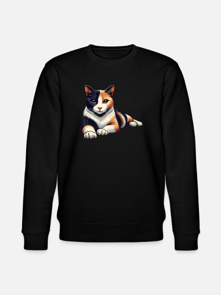 Entspannte Katzekatze Illustration - Stanley/Stella Unisex Bio-Sweatshirt CHANGER  - Schwarz