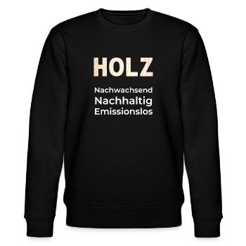 Holz nachhaltig, nachwachsend und emissionslos - Stanley/Stella Unisex Bio-Sweatshirt CHANGER  - Schwarz - Vorne - Nik (191cm) & Marisol (170cm)