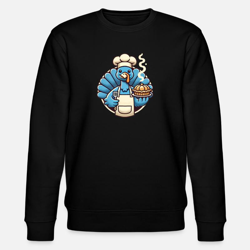 Chef Truthahn serviert Kürbiskuchen - Stanley/Stella Unisex Bio-Sweatshirt CHANGER  - Schwarz