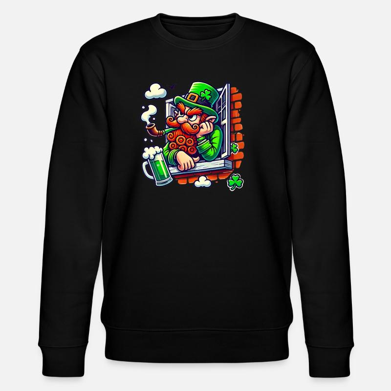 Grumpy Leprechaun Window Sticker - Stanley/Stella CHANGER Unisex Organic Sweatshirt - black