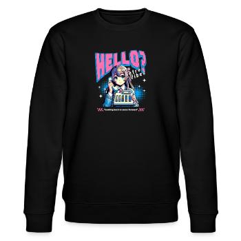 Retro gaming anime pixelart telephone - Stanley/Stella Unisex Bio-Sweatshirt CHANGER  - Schwarz - Vorne - Nik (191cm) & Marisol (170cm)