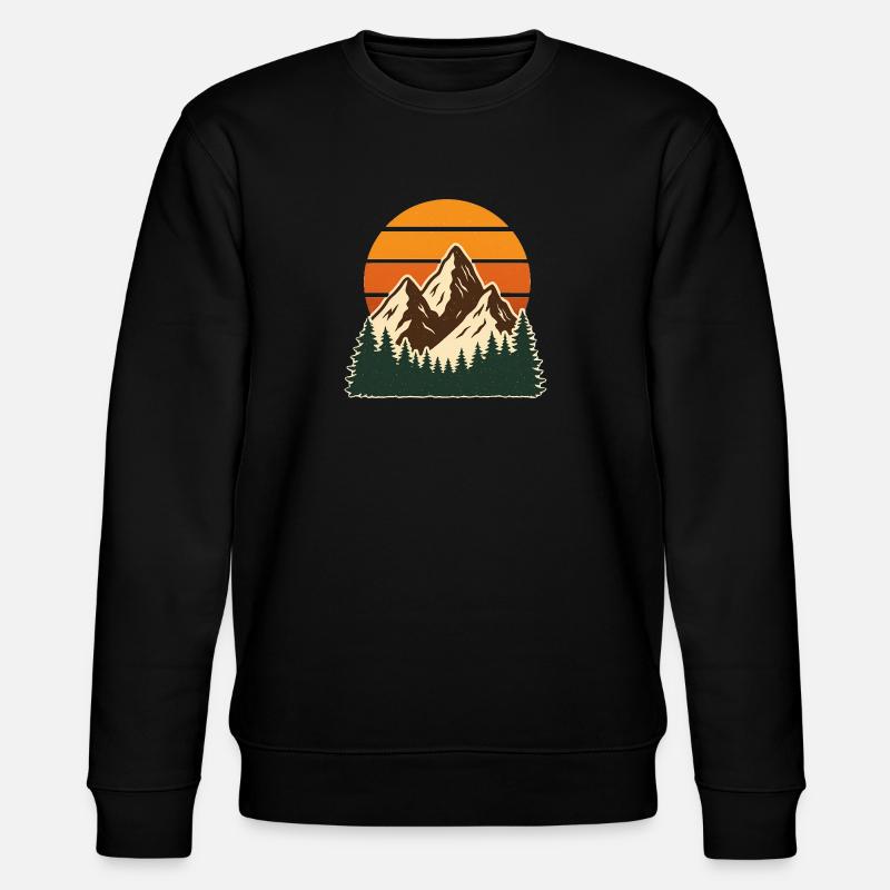 Retro-Bergwald-Abenteuerszene - Stanley/Stella Unisex Bio-Sweatshirt CHANGER  - Schwarz