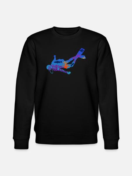 Diver Underwater Silhouette Gift - Stanley/Stella CHANGER Unisex Organic Sweatshirt - black
