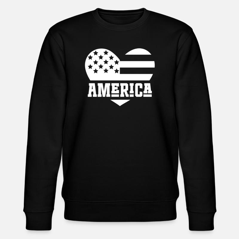 Drapeau de l’Amérique Coeur Blanc - Sweat bio CHANGER Stanley/Stella Unisexe - noir