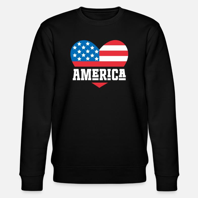 Drapeau de l’Amérique Coeur - Sweat bio CHANGER Stanley/Stella Unisexe - noir