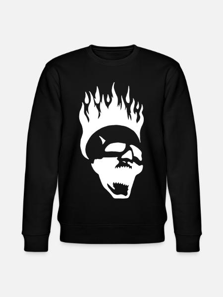 Flaming screaming skull (white) - Stanley/Stella CHANGER Unisex Organic Sweatshirt - black